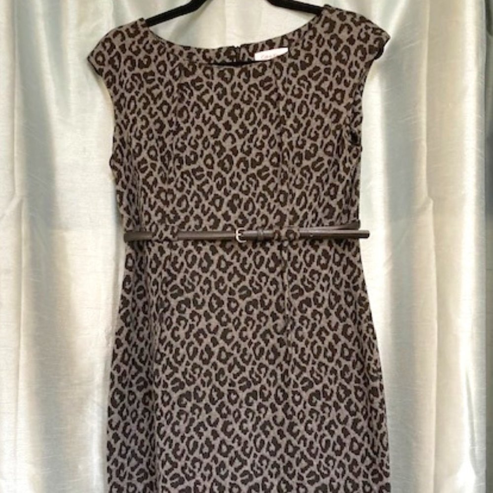 Calvin Klein Gray/Black Leopard Print Dress size 8